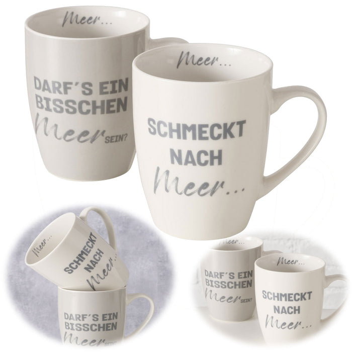 2´er Set Jumbo Kaffeebecher 350ml Keitum Meer Martitim XL Henkelbecher Kaffeetasse