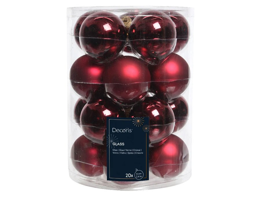 18-20 Design Glas Weihnachtskugeln 6cm Rot Ochsenblut Christbaum Deko