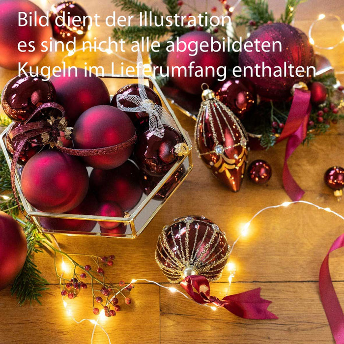 18-20 Design Glas Weihnachtskugeln 6cm Rot Ochsenblut Christbaum Deko