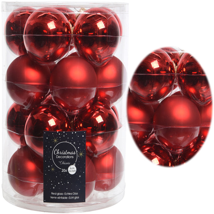 18-20 Design Glas Weihnachtskugeln 6cm Rot Weihnachtsrot Christbaum Deko