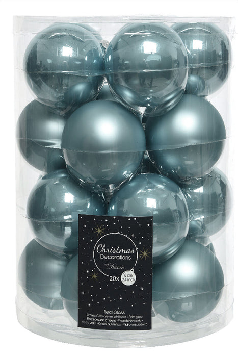 18-20 Design Glas Weihnachtskugeln 6cm Blau Christbaum Dekokugel