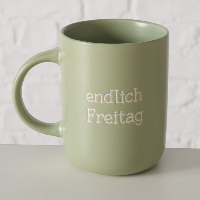 3´er Set Jumbo Kaffeebecher 420ml Spruch "Wochenende" XXL Henkelbecher Kaffeetasse