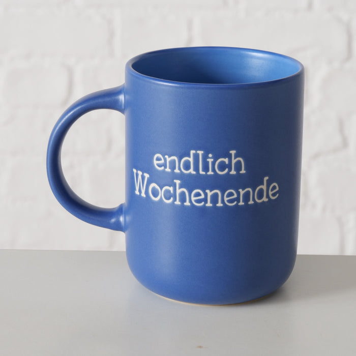 3´er Set Jumbo Kaffeebecher 420ml Spruch "Wochenende" XXL Henkelbecher Kaffeetasse