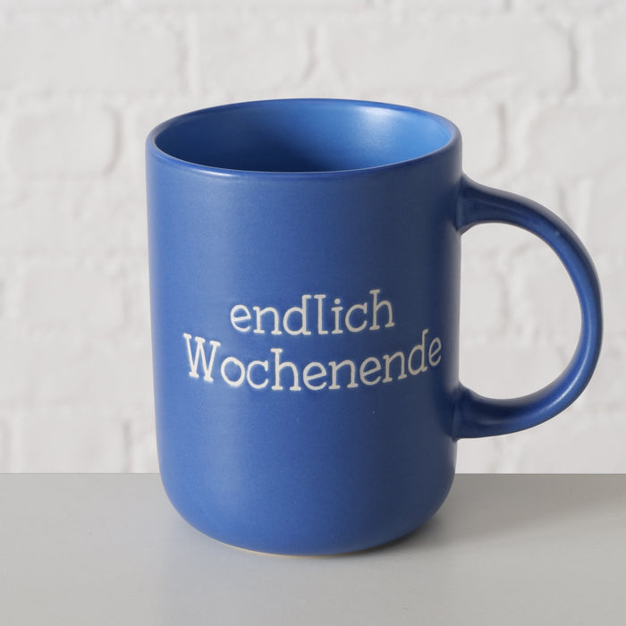 3´er Set Jumbo Kaffeebecher 420ml Spruch "Wochenende" XXL Henkelbecher Kaffeetasse