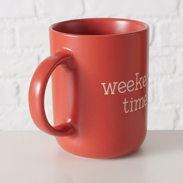 3´er Set Jumbo Kaffeebecher 420ml Spruch "Weekend" XXL Henkelbecher Kaffeetasse