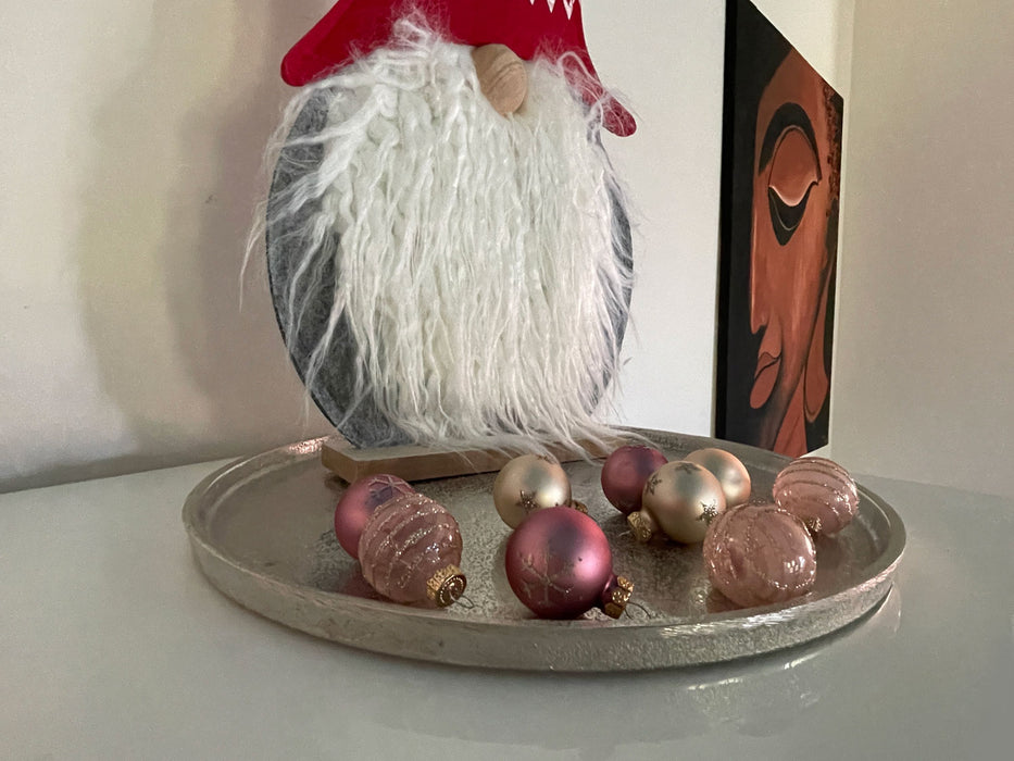 18 Design Glas Weihnachtskugeln 3cm Pink Mix Christbaum Tisch Deko-Kugel