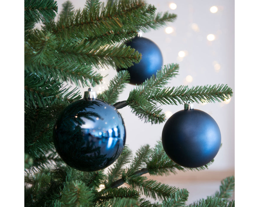 33 Christbaumkugeln Kunststoff Blau Spitze Stern Weihnachtskugeln