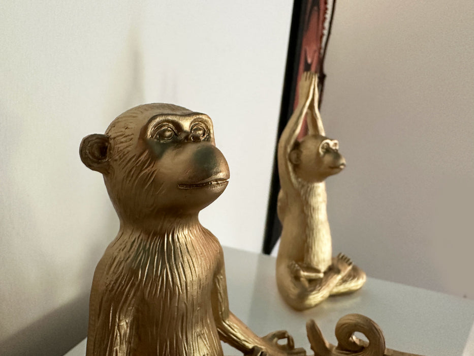 3 Yoga Affen Deko-Figur Set Monkey 11cm Skulptur Gymnastik Feng Shui Deko-Objekt