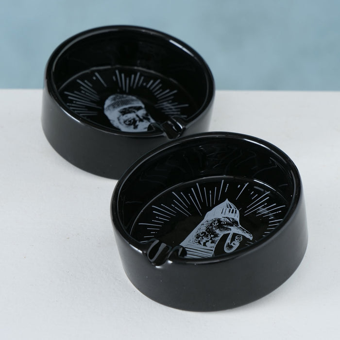 Aschenbecher Sylt Schwarz Möve 10cm Maritim Keramik Ashtray