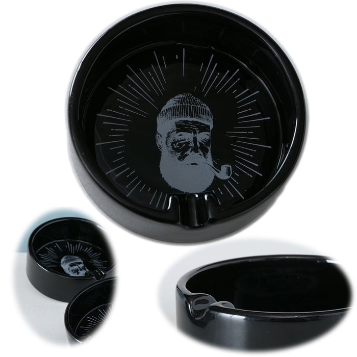 Aschenbecher Sylt Schwarz Kapitän 10cm Maritim Keramik Ashtray