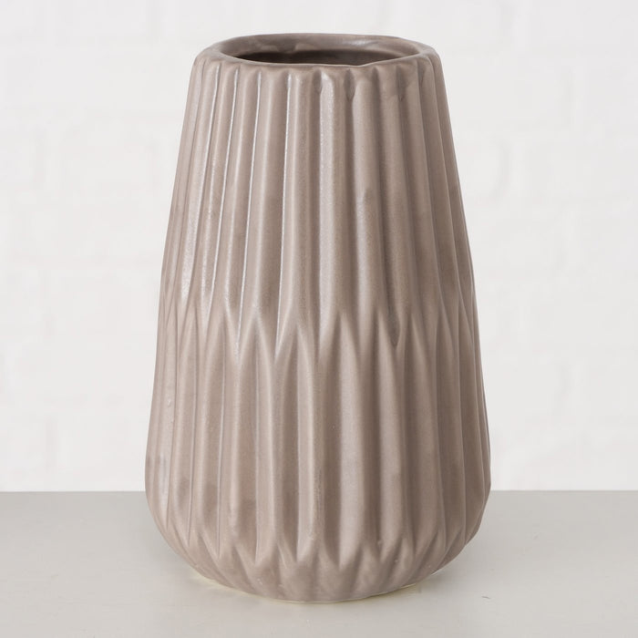 Nordic Blumen-Vase Oslo 2´er Set Creme Braun Keramik Tisch-Vase Pampasgras