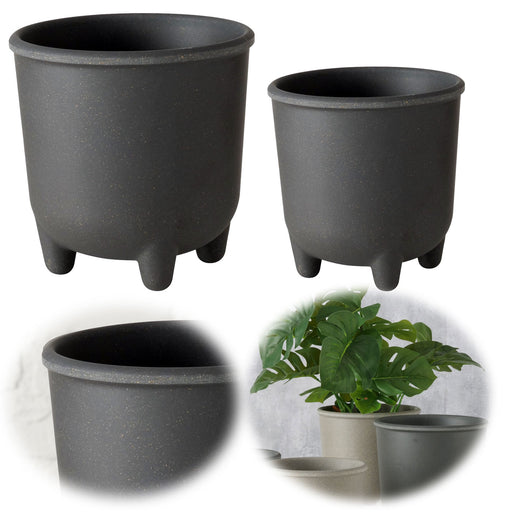 Pflanztopf Blumenkübel List 13-16cm 2´er Set Grau Rund Übertopf Blumentopf