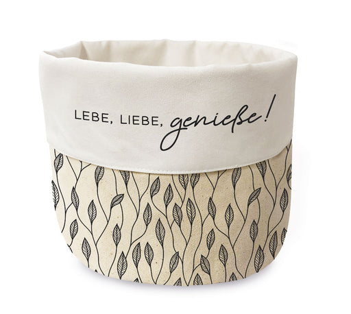 Design Stoffkörbchen Lebe Liebe 100% Baumwolle Brotkorb Brotkörbchen Brötchenkorb