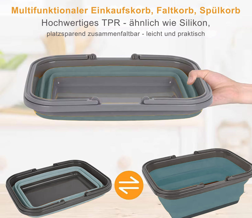 Flexibler Einkaufskorb 10L 38x28cm faltbar mit Griff Faltkorb Wassereimer Camping