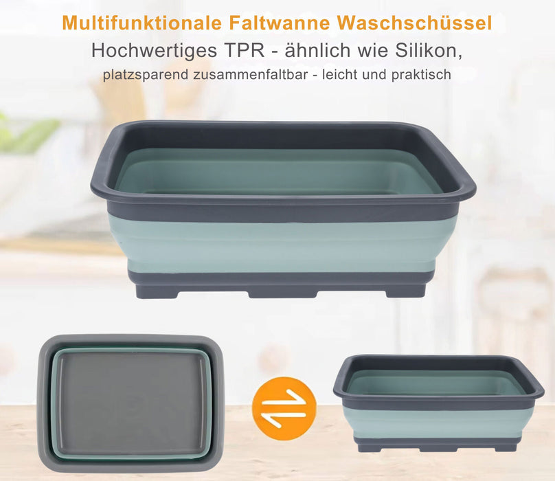 Flexible Waschschüssel 12L 37x27cm faltbar Spülwanne tragbares Waschbecken Camping