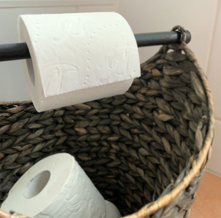 Toilettenpapier-Ständer Deko-Korb Shabby Grau 40cm Rattan Look Klorollen-Halter