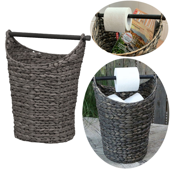 Toilettenpapier-Ständer Deko-Korb Shabby Grau 40cm Rattan Look Klorollen-Halter