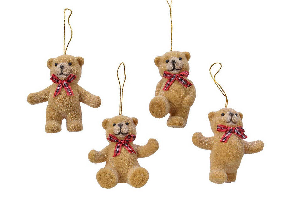 4x Kinder Christbaum-Hänger Teddy Bär 8cm Baumschmuck Weihnachts-Deko