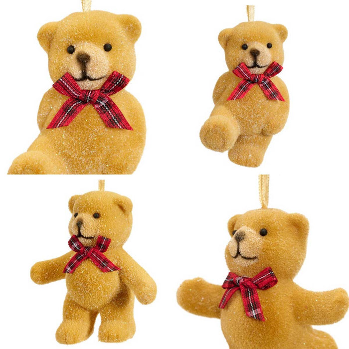 4x Kinder Christbaum-Hänger Teddy Bär 8cm Baumschmuck Weihnachts-Deko