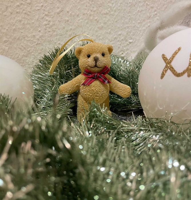 4x Kinder Christbaum-Hänger Teddy Bär 8cm Baumschmuck Weihnachts-Deko