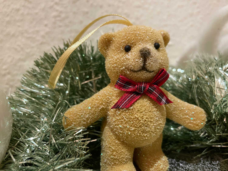 4x Kinder Christbaum-Hänger Teddy Bär 8cm Baumschmuck Weihnachts-Deko