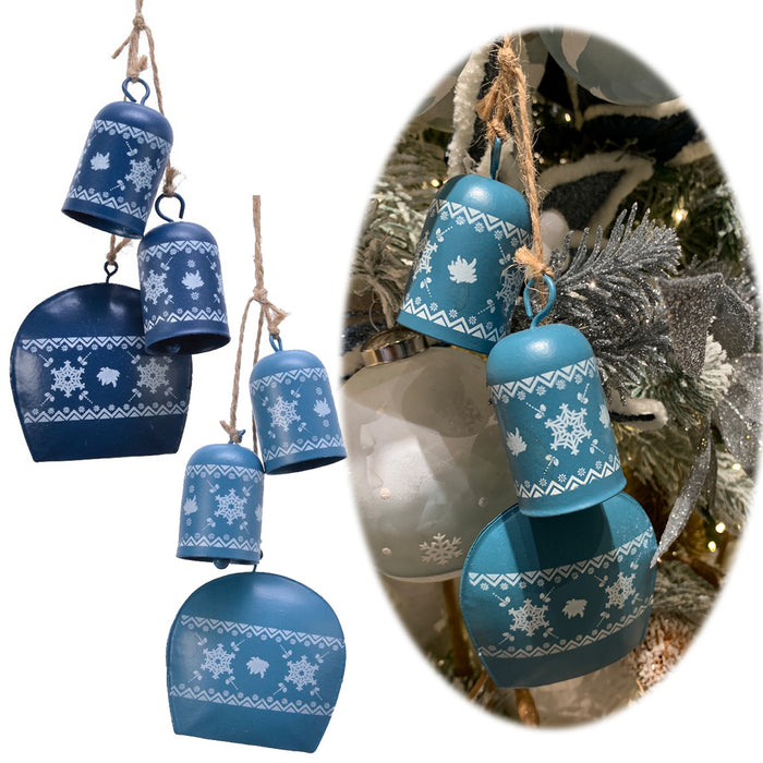 Design 2x Deko-Objekt Kuh-Glocken 6 Glöckchen Winter Christbaum-Hänger