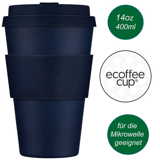 Ecoffee Cup 400ml Dark Energy Blau PLA Coffee to Go Becher Wiederverwendbar