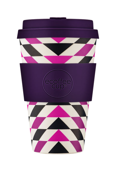 Ecoffee Cup 400ml Pink Polka Lila Pink PLA Coffee to Go Becher Wiederverwendbar