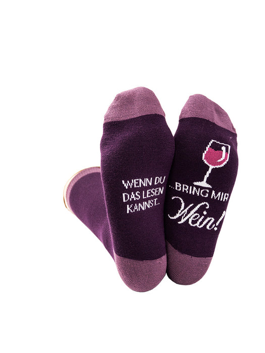 Coole lustige Socke Gr. 36-40 Spruch "bring mir Wein" Damen Witzig Geschenk