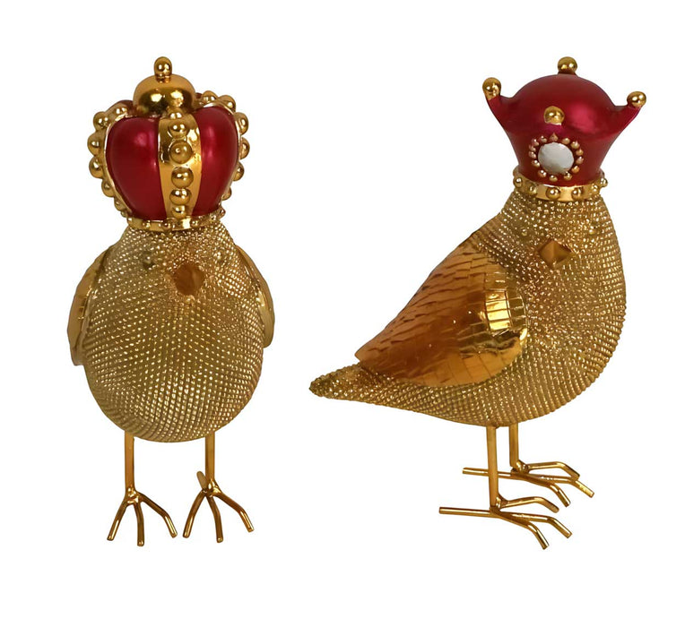 Exklusive Deko Figuren Royale Vögel Krone 13x9cm Rot Gold Skulptur Objekt