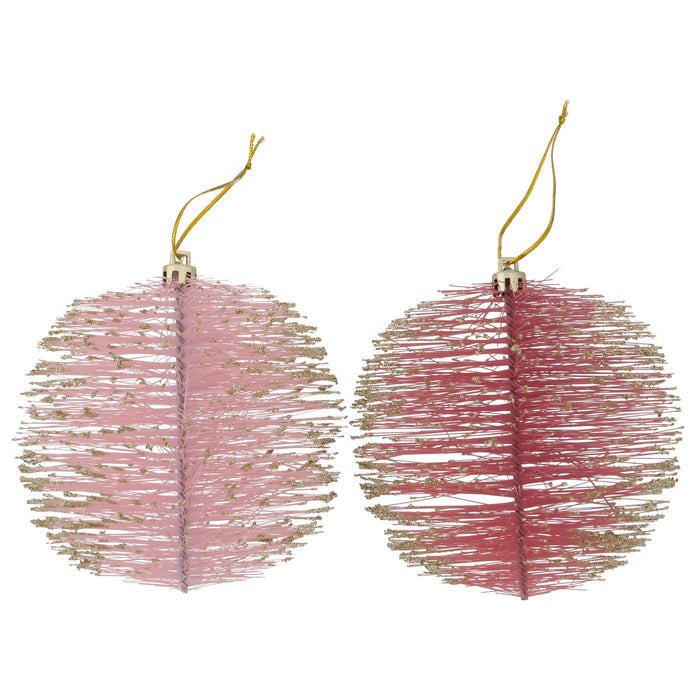 2x Deko-Kugel Rosa Gold 11cm Dekohänger Weihnachten Christbaumschmuck