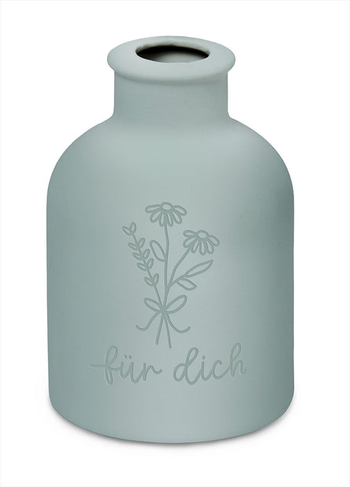 Design Tischvase Blumenvase Mint "Für Dich" Deko Väschen Kerzenständer