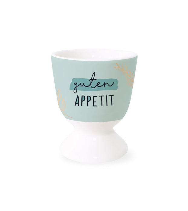 Echt-Gold Eierbecher Spruch "Guten Appetit" Gute Laune Eierhalter