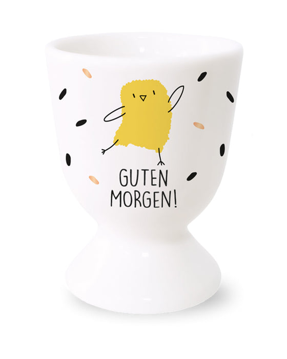 Echt-Gold Eierbecher Spruch "Guten Morgen Küken" Gute Laune Eierhalter