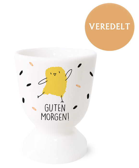 Echt-Gold Eierbecher Spruch "Guten Morgen Küken" Gute Laune Eierhalter