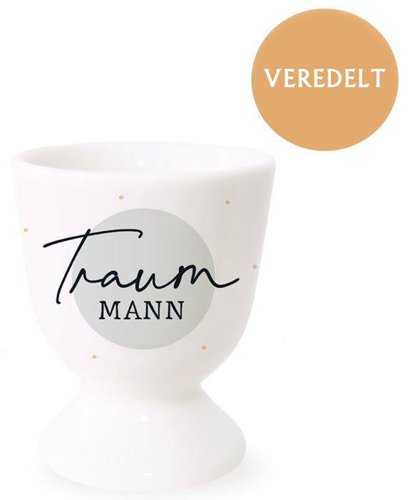 Echt-Gold Eierbecher Spruch "Traummann" Gute Laune Eierhalter