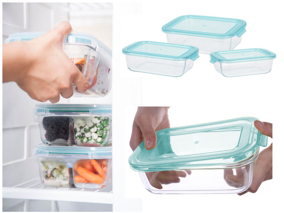 Glas Frischhaltedose Cook & Lock 3´er Set mit Deckel Lebensmittel Mikrowelle Gefrierbox