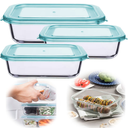 Glas Frischhaltedose Cook & Lock 3´er Set mit Deckel Lebensmittel Mikrowelle Gefrierbox