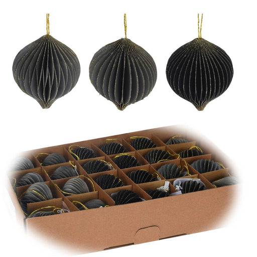 3x Wabenball Zwiebel Grau Anthrazit Schwarz 6cm FSC Deko-Hänger Weihnachten