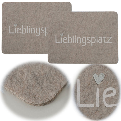 2x Filz Tischset Platz-Set Lieblingsplatz Beige 45x35cm Rechteckig Platzmatte