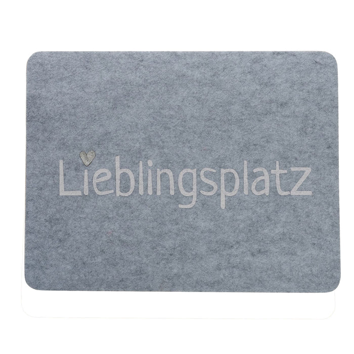 2x Filz Tischset Platz-Set Lieblingsplatz Grau 45x35cm Rechteckig Platzmatte