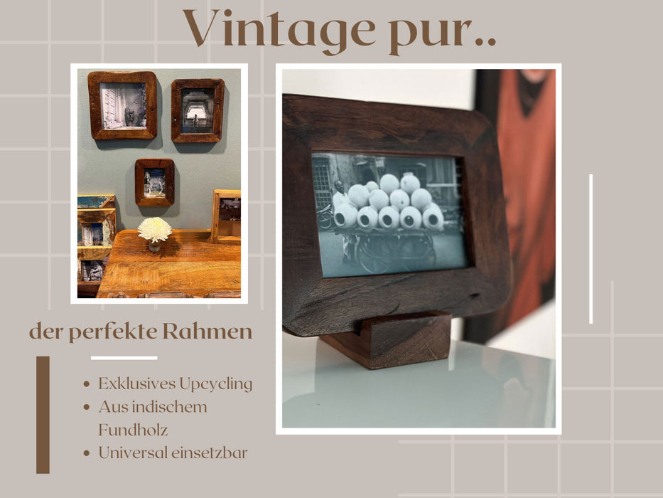 Vintage Bilderrahmen Dehli 10x15cm Fundholz Recycelt Fotorahmen Retro