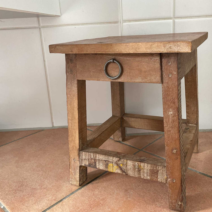 Vintage Holz Nachttisch Schublade 30cm Recycelt Nachtschrank Fußhocker