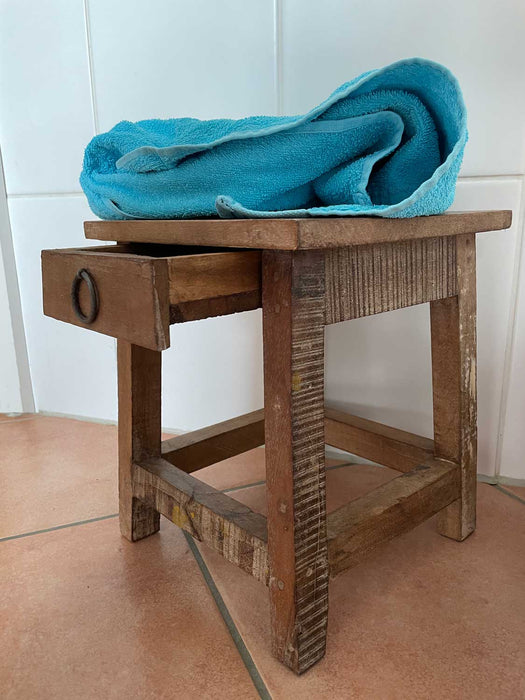 Vintage Holz Nachttisch Schublade 30cm Recycelt Nachtschrank Fußhocker