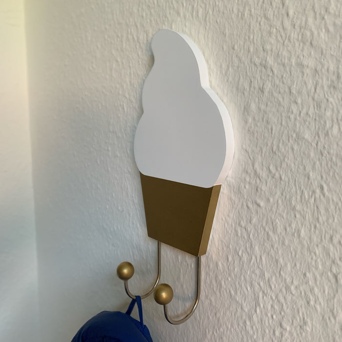 JaBaDaBaDo Holz Kinder Kleiderhaken Eis Weiß Gold 22cm Deko Wandhaken R16040