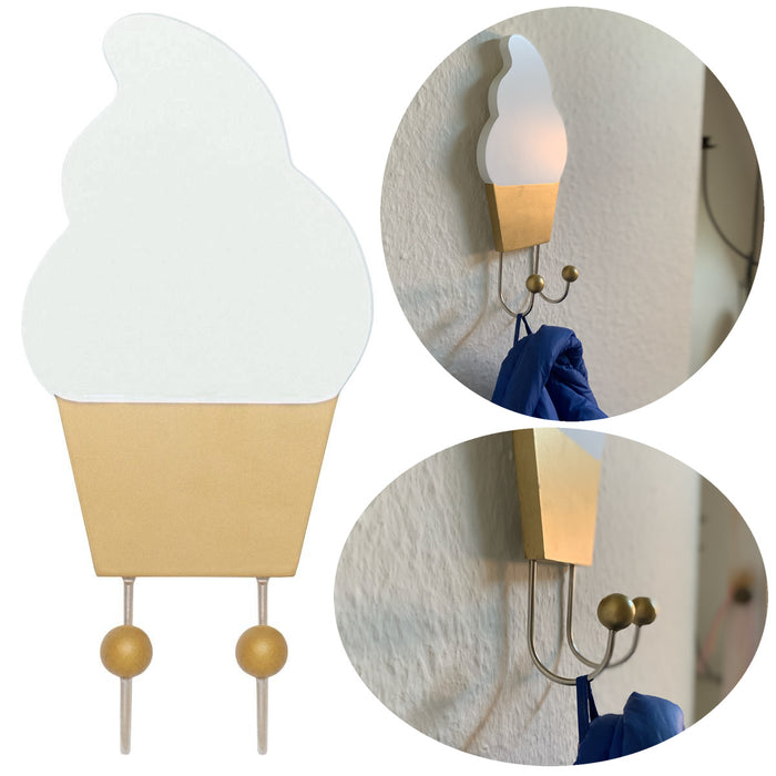 JaBaDaBaDo Holz Kinder Kleiderhaken Eis Weiß Gold 22cm Deko Wandhaken R16040