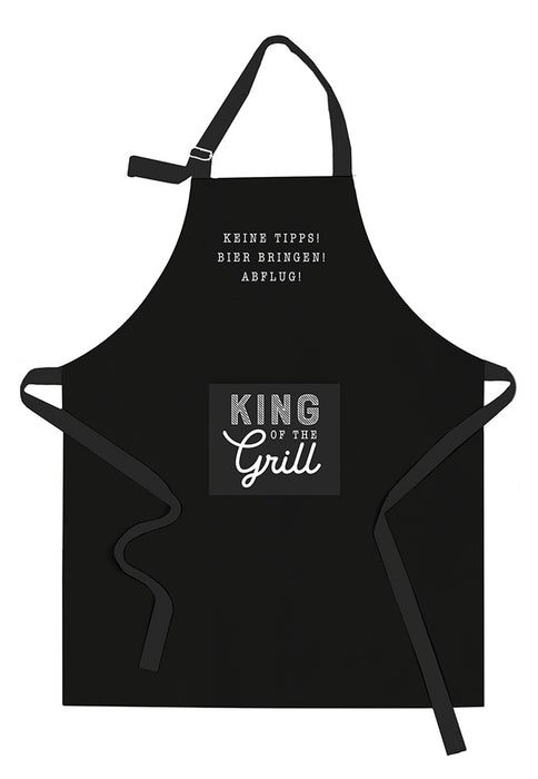 Grillschürze BBQ "King of the Grill" Kochschürze mit Tasche 85x65cm Baumwolle