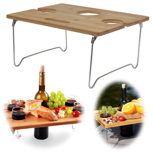 Holz Picknicktisch 38x28cm klappbar kleiner Weintisch Outdoor Garten Camping