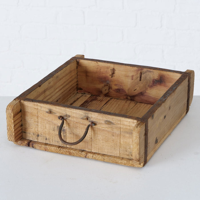 Holz Aufbewahrung-Box 31x25cm 1-fach Ziegelform Optik Schublade Cutlery Deko