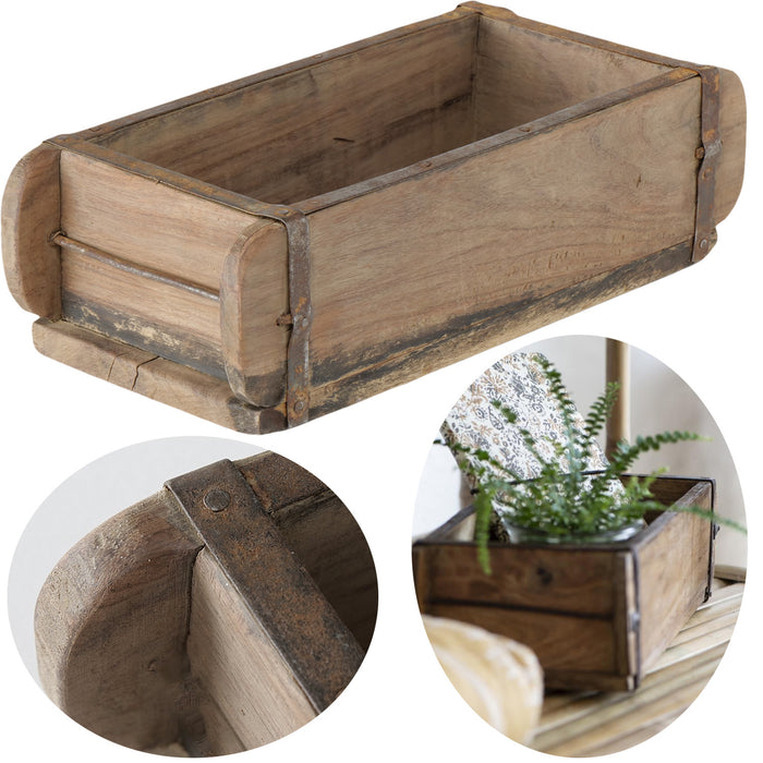 Holz Aufbewahrung-Box 32x15x10cm B-Ware 1-fach Ziegelform-Optik Cutlery Deko